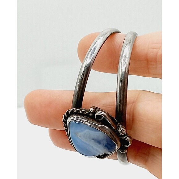 NAVAJO BLUE STONE STERLING BRACELET 925 - Picture 9 of 13